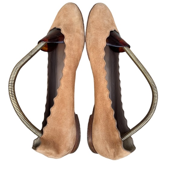 Chloe Scallop Flats Tan Soft Suede Flats Womens Size 36 EU 6 US Used - Picture 8 of 13